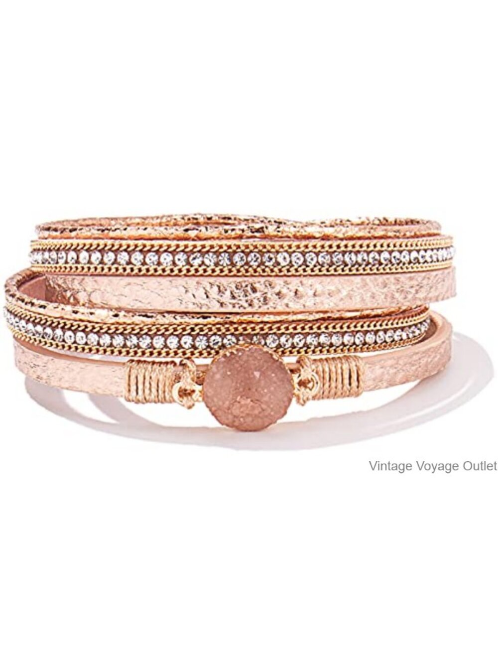 Boho Double Wrap Leather Bracelet Chunky Stackable Western Cute Jewelry Set